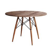 Mesa Dkr Eiffel Redondo Tampo De Madeira 110Cm Amêndoa - Marrom - 1