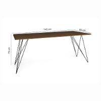 Mesa De Madeira Trama Base Preta Com Tampo Amêndoa 140 X 80 - New Green - Preto - 2