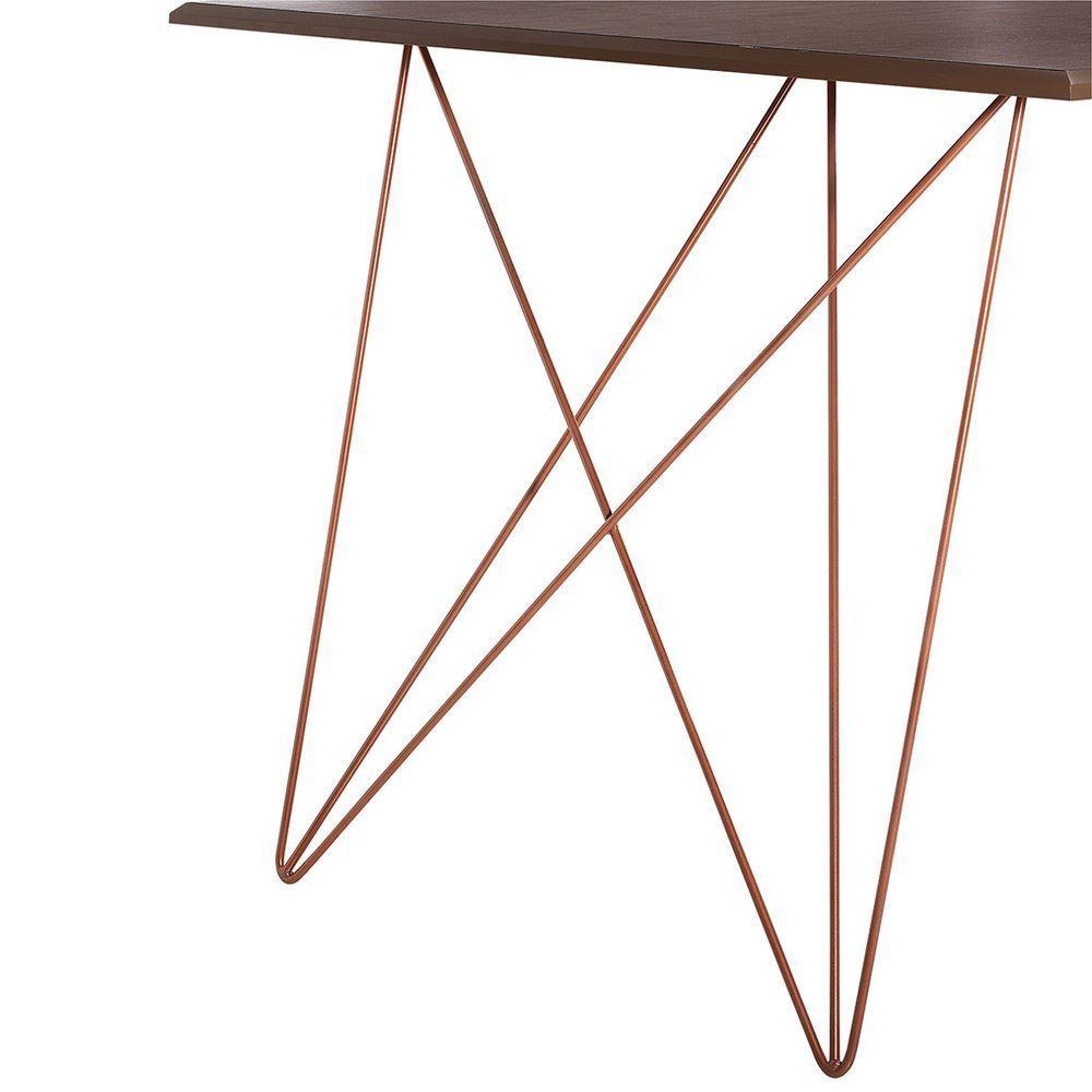 Mesa De Jantar Trama Plus Base Cobre Com Tampo Amêndoa 150 X 90 - New Green - Marrom - 3