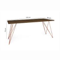 Mesa De Jantar Trama Plus Base Cobre Com Tampo Amêndoa 150 X 90 - New Green - Marrom - 2