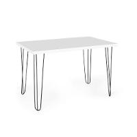 Mesa De Jantar Retangular 6 Lugares 140x75 Base De Ferro Hairpin Branco - Straub Web - 1