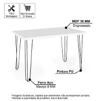 Mesa De Jantar Retangular 6 Lugares 140x75 Base De Ferro Hairpin Branco - Straub Web - 3