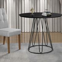 Mesa De Jantar Rubi Preto 1,20 M Com Base De Metal Preta - 2