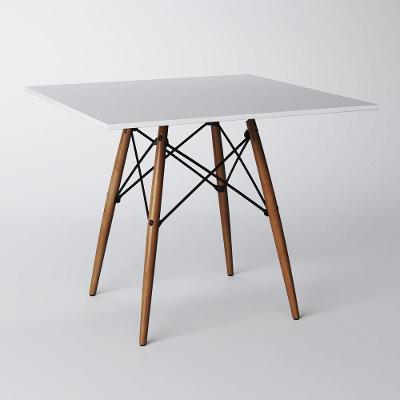 Mesa Dkr Eiffel Quadrado Tampo De Madeira 90Cm Branco - Branco