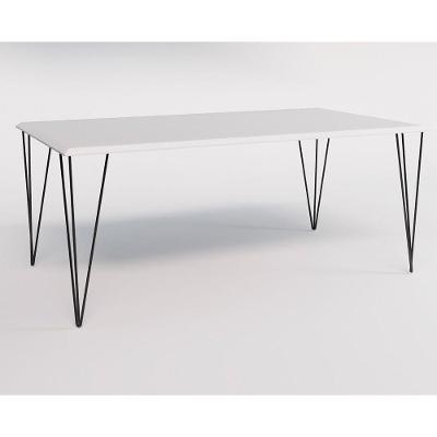 Mesa Eames Clips De Ferro Preto Tampo Retangular Branco 135X75