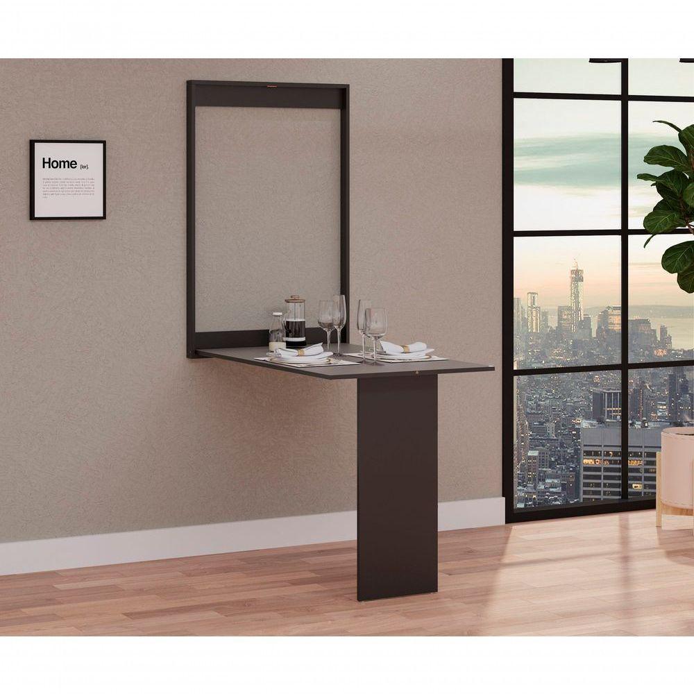 Mesa Dobrável Retrátil De Parede 100x64 Preto - 4