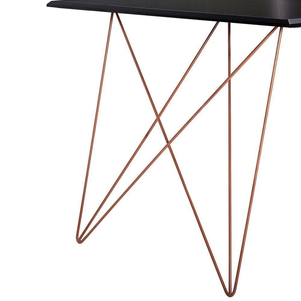 Mesa De Jantar Trama Base Cobre Com Tampo Preto 140 X 80 - New Green - Preto - 3