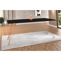 Mesa De Jantar Trama Base Cobre Com Tampo Preto 140 X 80 - New Green - Preto - 1