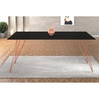 Mesa De Jantar Trama Base Cobre Com Tampo Preto 140 X 80 - New Green - Preto - 5