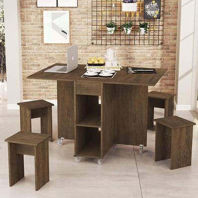 Mesa Dobrável Jade Com 4 Bancos Castanho Castanho