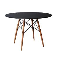 Mesa Eames Eiffel Redondo Tampo De Madeira 80Cm Preta - Preto - 1