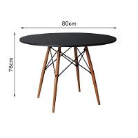 Mesa Eames Eiffel Redondo Tampo De Madeira 80Cm Preta - Preto - 3