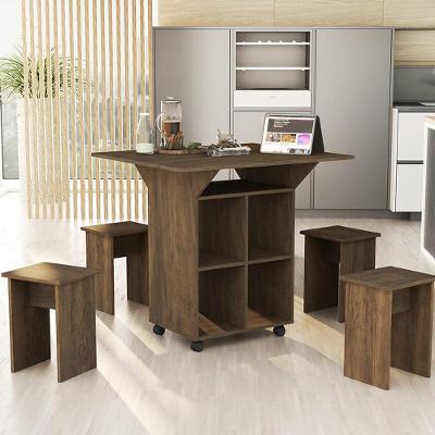 Mesa Dobrável Annie Com 4 Bancos Castanho Castanho