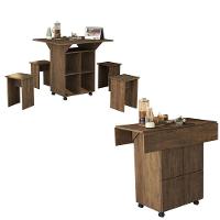 Mesa Dobrável Annie Com 4 Bancos Castanho Castanho