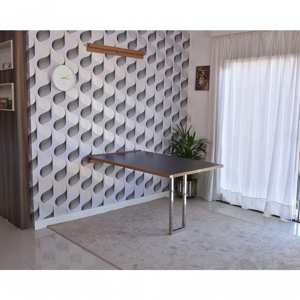 Mesa Dobrável Retrátil De Parede Inox 140x89 Preto/noronha - 1