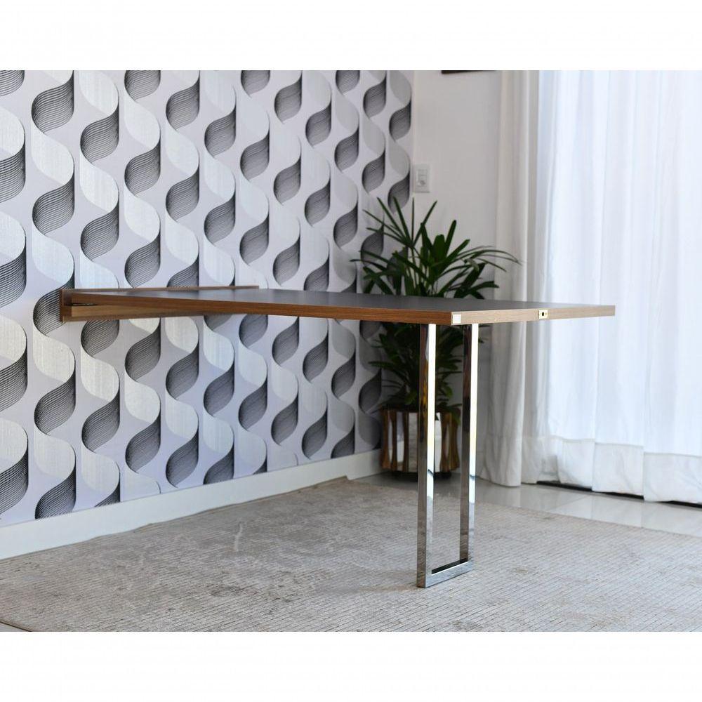 Mesa Dobrável Retrátil De Parede Inox 140x89 Preto/noronha - 2