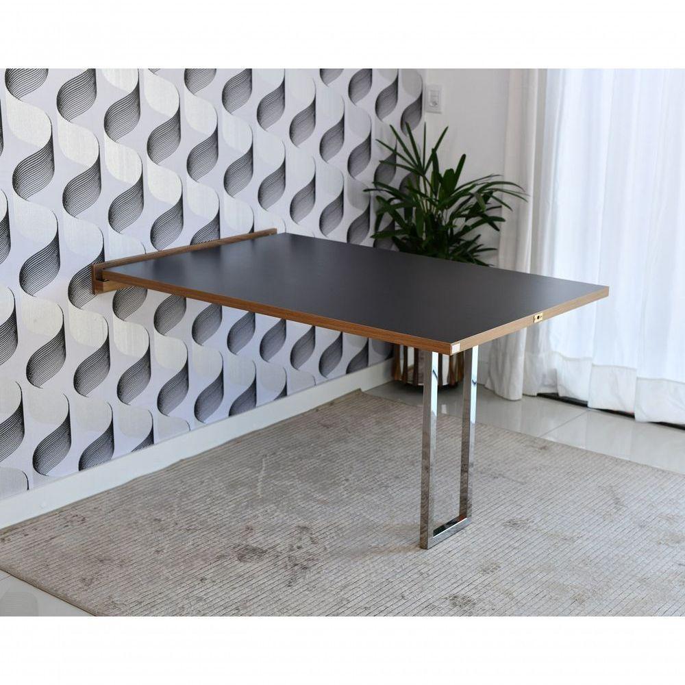 Mesa Dobrável Retrátil De Parede Inox 140x89 Preto/noronha - 6