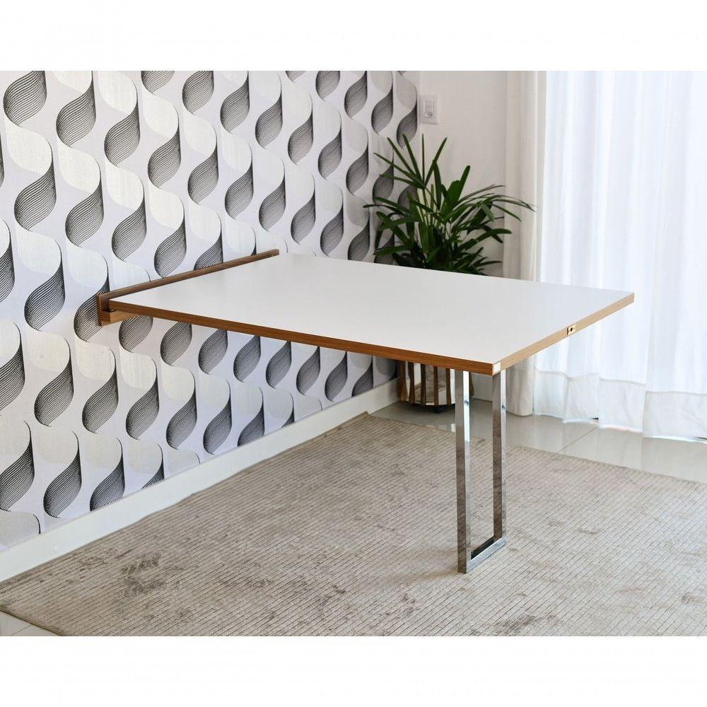 Mesa Dobrável Retrátil De Parede Inox 140x89 Branco/noronha - 1