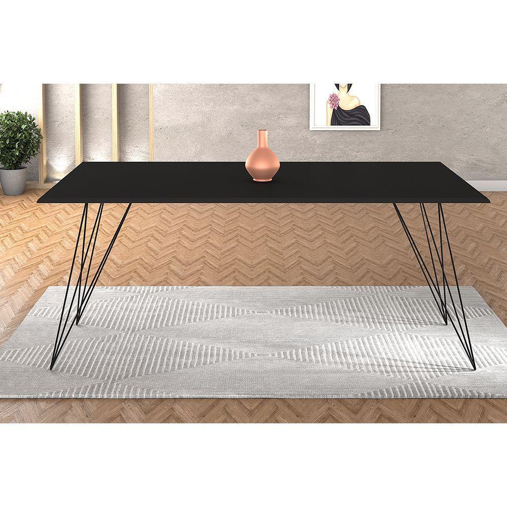 Mesa De Jantar Trama Plus Base Preta Com Tampo Preto 150 X 90 - New Green - Preto - 5