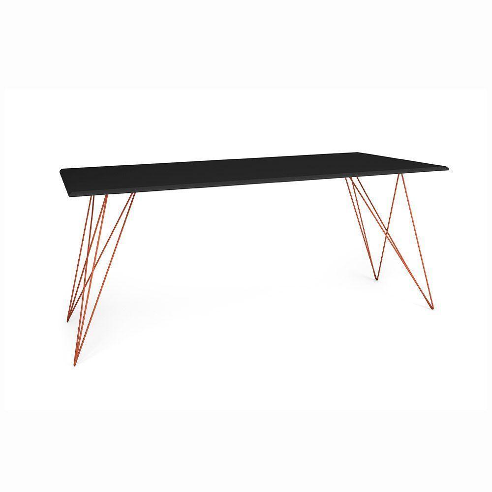 Mesa De Madeira Trama Plus Base Cobre Com Tampo Preto 150 X 90 - New Green - Preto - 4