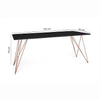 Mesa De Madeira Trama Plus Base Cobre Com Tampo Preto 150 X 90 - New Green - Preto - 2