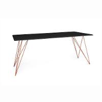 Mesa De Madeira Trama Plus Base Cobre Com Tampo Preto 150 X 90 - New Green - Preto