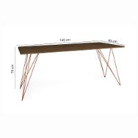 Mesa De Madeira Trama Base Cobre Com Tampo Amêndoa 140 X 80 - New Green - Marrom