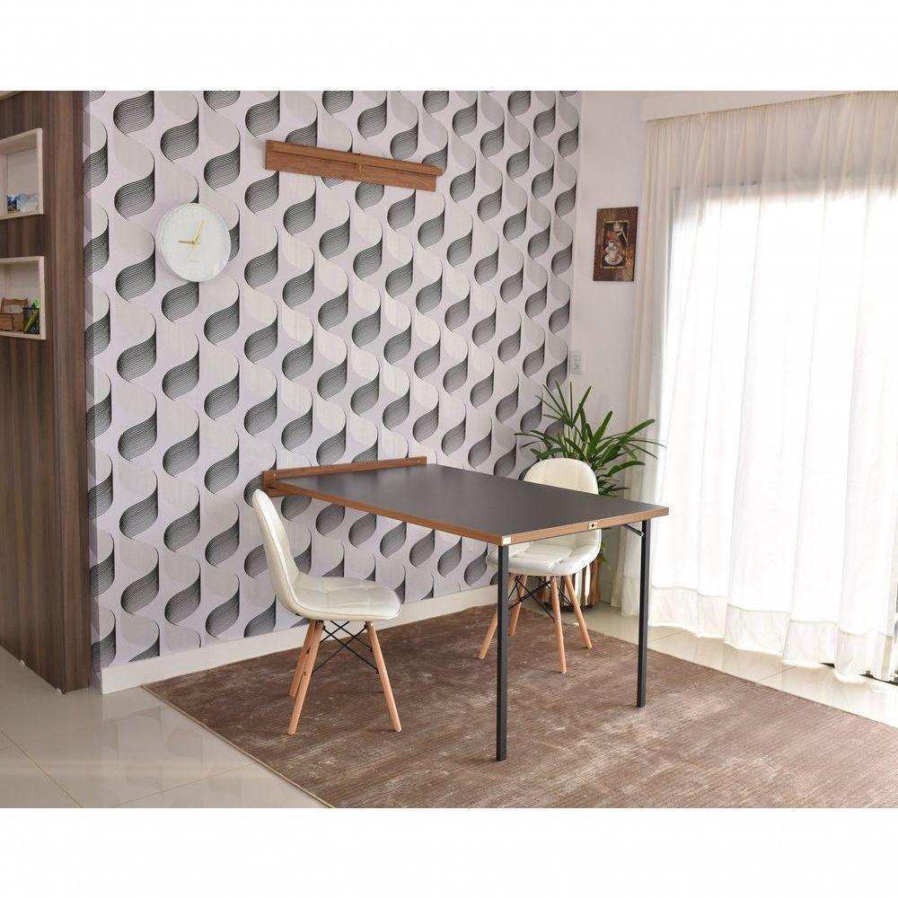 Mesa Dobrável Retrátil De Parede 140x89 Preto/noronha - 1