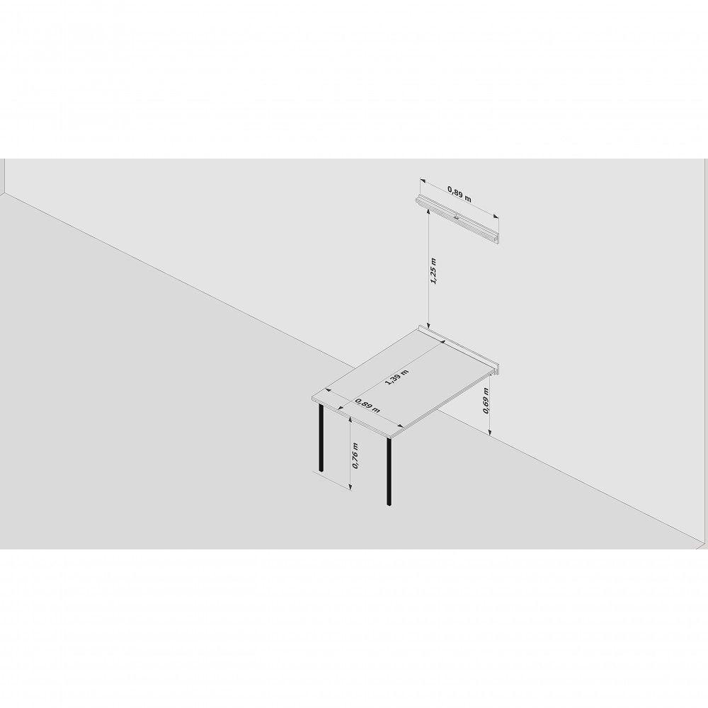 Mesa Dobrável Retrátil De Parede 140x89 Preto/noronha - 2