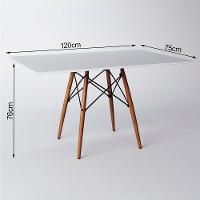 Mesa Dkr Eiffel Retangular Tampo De Madeira 120X75Cm Branco - Branco - 2
