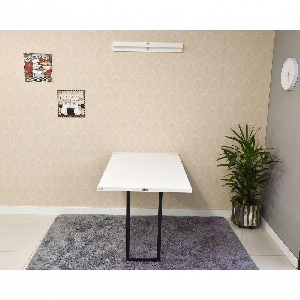 Mesa Dobrável Retrátil De Parede 120x75 Branco - 10