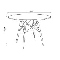 Mesa Eames Eiffel Redondo Tampo De Madeira 110Cm Preto - Preto - 2