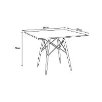 Mesa Eames Eiffel Quadrado Tampo De Madeira 90Cm Branco - Branco