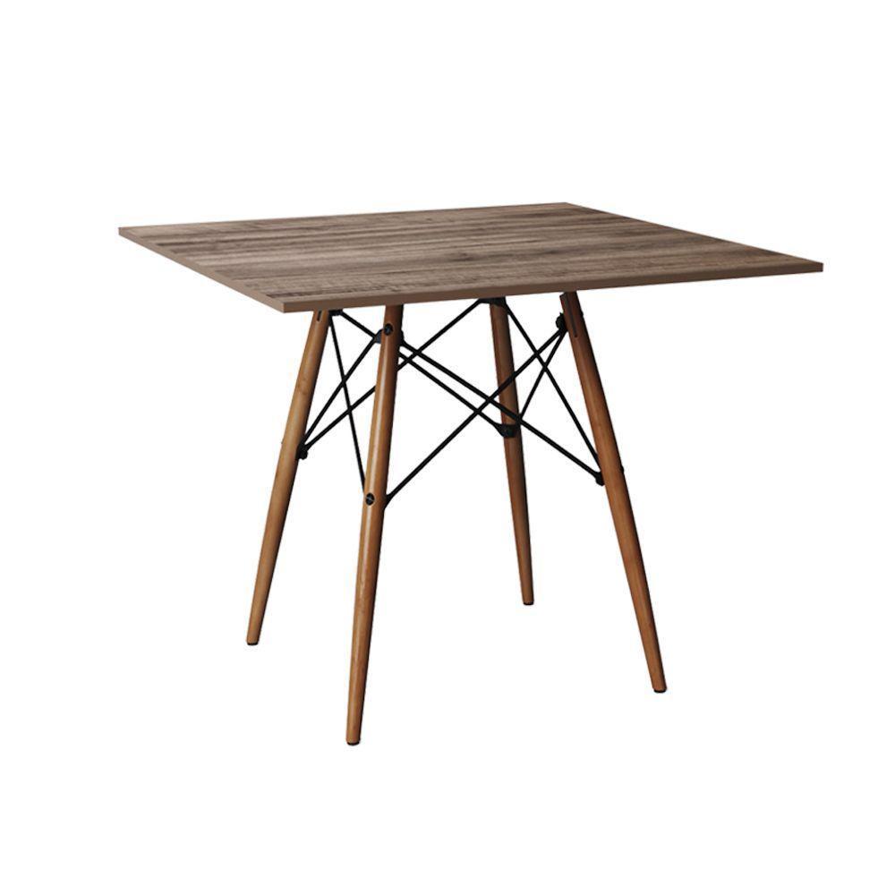 Mesa Eames Eiffel Quadrado Tampo De Madeira 90Cm Amêndoa - Marrom - 3