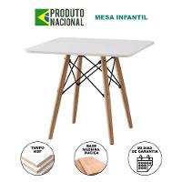 Mesa Eames Eiffel Infantil Madeira Tampo 68Cm Quadrado Branco - 3