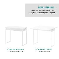 Mesa Dobrável Para Até 4 Lugares Branca Carraro