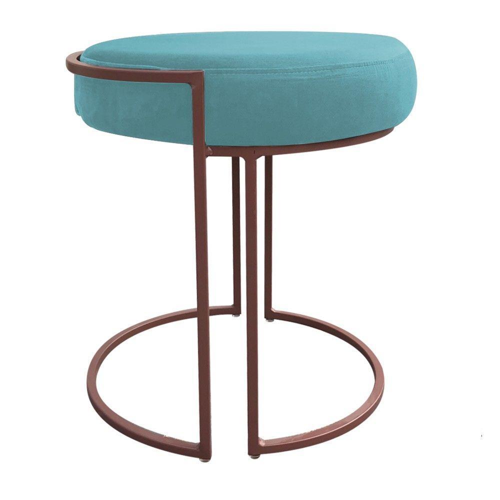 Kit 02 Puff Love Suede Base Cobre Azul Turquesa - 1