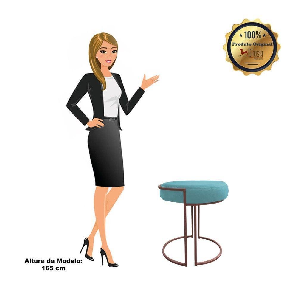 Kit 02 Puff Love Suede Base Cobre Azul Turquesa - 3