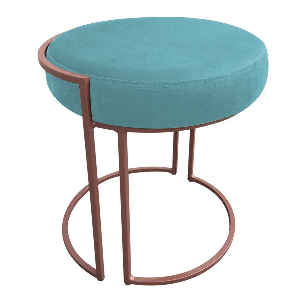 Kit 02 Puff Love Suede Base Cobre Azul Turquesa - 6