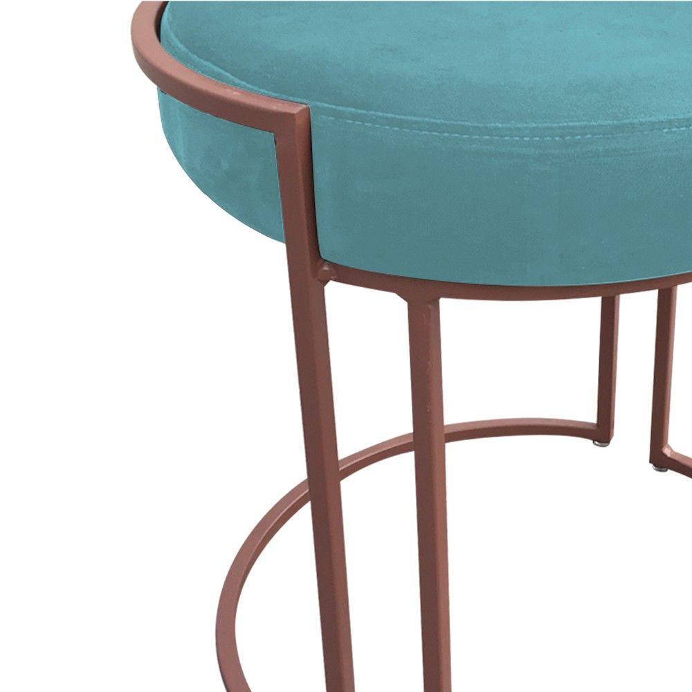 Kit 02 Puff Love Suede Base Cobre Azul Turquesa - 8