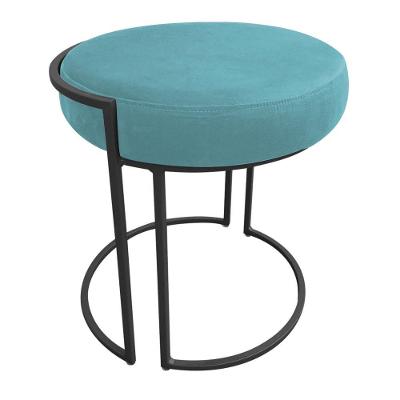 Kit 02 Puff Love Suede Base Preto Azul Turquesa
