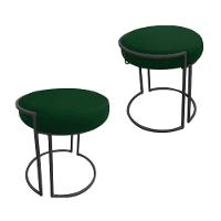 Kit 02 Puff Love Suede Base Preto Verde - 1