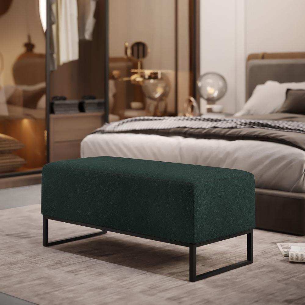 Kit 02 Puffs Cléo W01 Base Ferro 90 Cm Linho Verde Musgo - 11