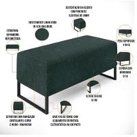 Kit 02 Puffs Cléo W01 Base Ferro 90 Cm Linho Verde Musgo - 9