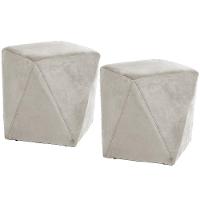 Kit 02 Puffs Decorativo Ametista D02 Veludo Bege C-309 - 1