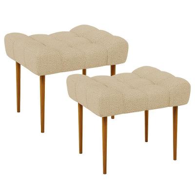 Kit 02 Puffs Requinte L02 Linho Bege Escuro