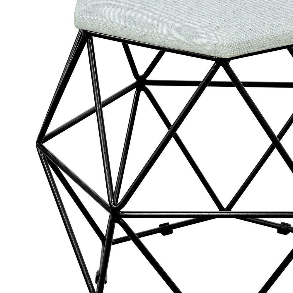 Kit 02 Puffs Aramado Preto Six L02 Linho Cinza - 4