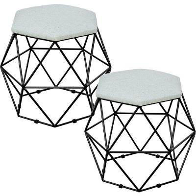 Kit 02 Puffs Aramado Preto Six L02 Linho Cinza