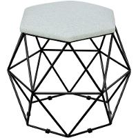 Kit 02 Puffs Aramado Preto Six L02 Linho Cinza - 5