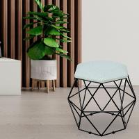 Kit 02 Puffs Aramado Preto Six L02 Linho Cinza - 11